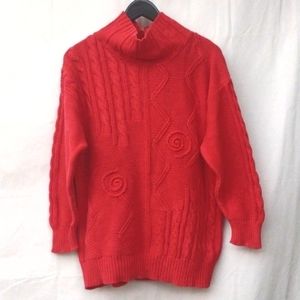 Vintage Lilly of California Red Cowl Neck Sweater L